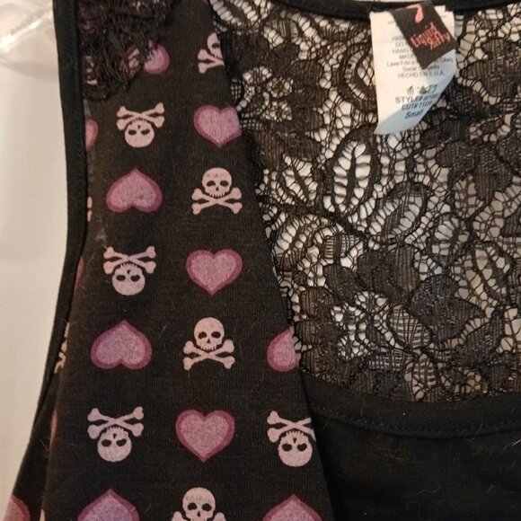 New LIQUID PARTY Halloween Skulls Hearts Gothic Punk Tunic T-shirt Tank Top Smal - Picture 4 of 9